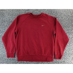 Nike Crew Neck Sweatshirt Red Embroidered Swoosh Pullover Size Medium